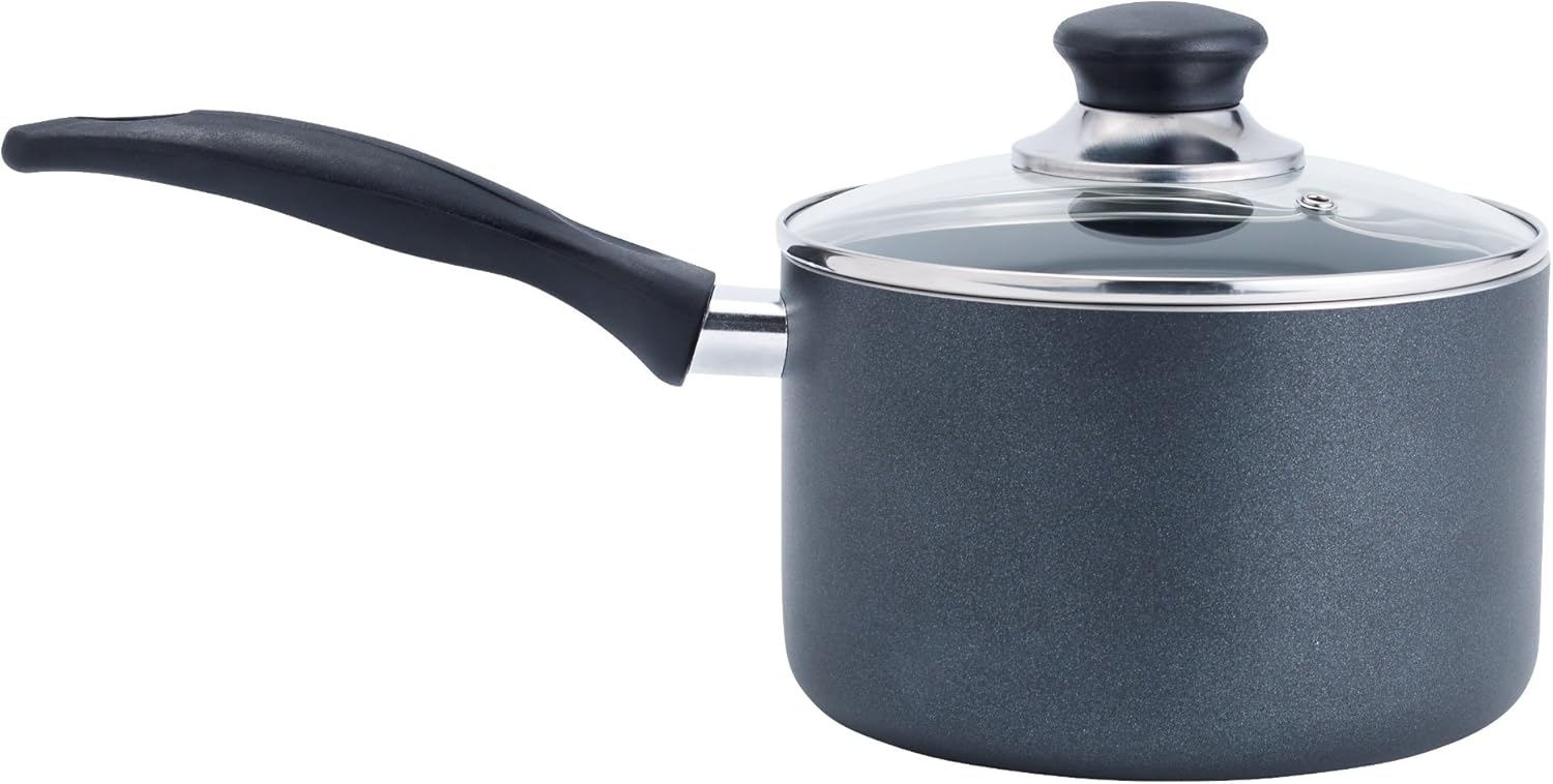 Specialty Nonstick Handy Pot with Glass Lid 3 Quart Oven Safe 350F Cookware, Pots and Pans, Dishwasher Safe Black