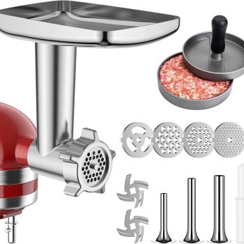 Metal Food Grinder Attachment for  Stand Mixers, Meat Grinder, Sausage Stuffer, Meat Grinder for  mixer Including 3 Sausage Stuffer Accessory