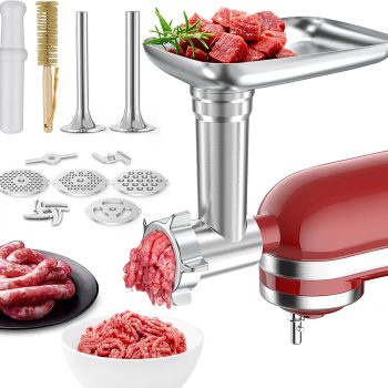 Metal Food Grinder Attachment for  Stand Mixers, Meat Grinder Accessories Including Sausage Stuffer Tubes & Holder, Grinding Plates, Grinding Blades
