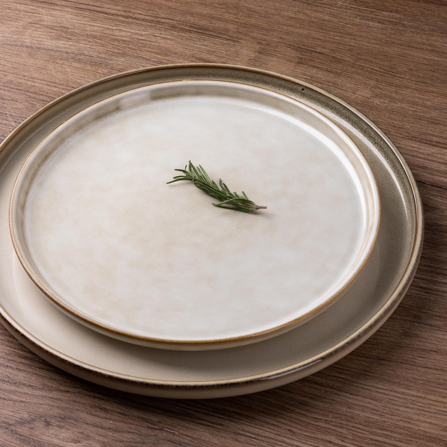 Ceramic Dinnerware Sets for 6, 18 Pieces Stoneware Plates and Bowls Sets, Scratch Resistant Dishes, Dishwasher & Microwave Safe, Reactive Glaze-Cappuccino - Image 2